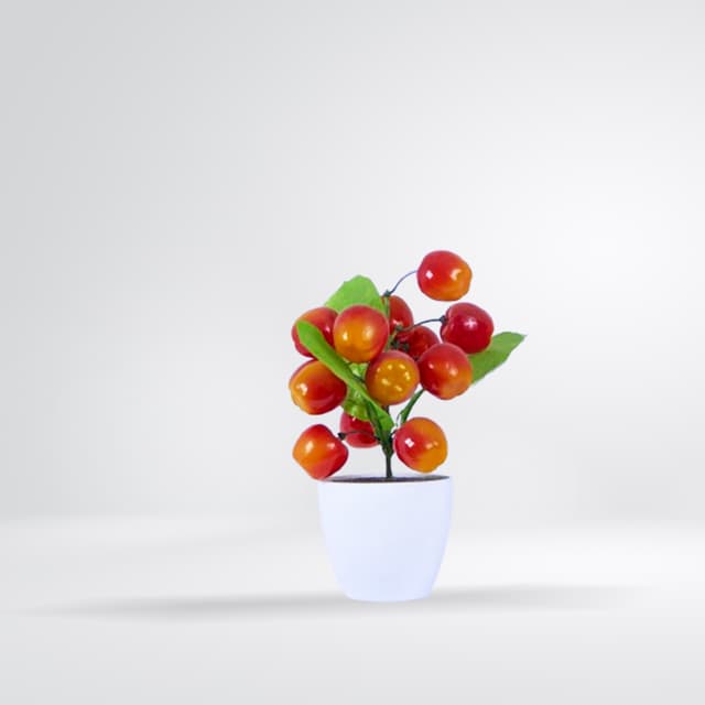 Plante artificielle cerisier en pot blanc