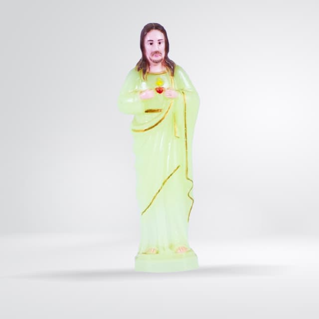 Statue Sacré-Cœur de Jésus fluorescente verte