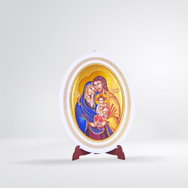 Icône Sainte Famille ovale sur socle