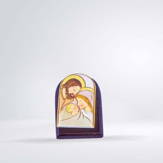 Icône Sainte Famille arche bleue et dorée