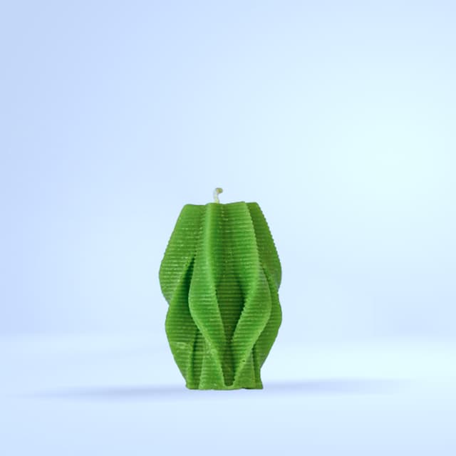 Bougie sculptée verte forme organique