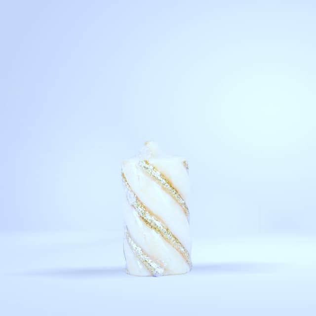 Bougie bâton blanc/or pailletée torsadée