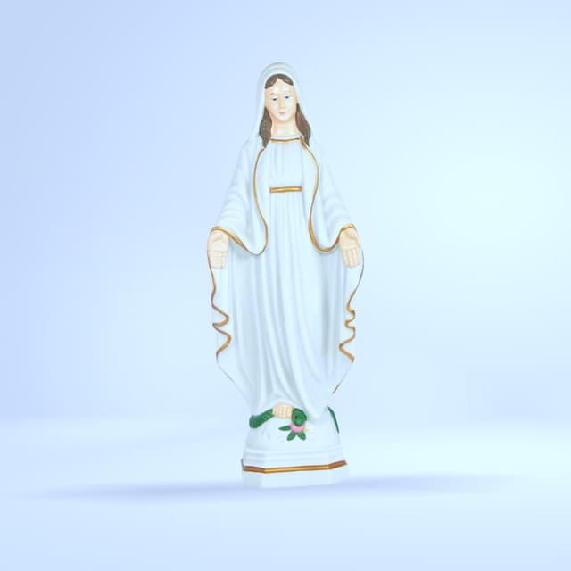 Statue Vierge Miraculeuse (blanche - or, serpent)