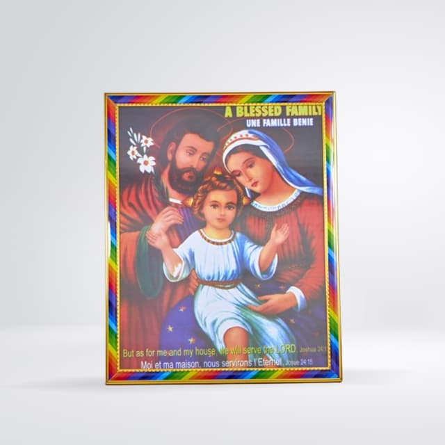 Tableau "A Blessed Family" bilingue (cadre arc-en-ciel)