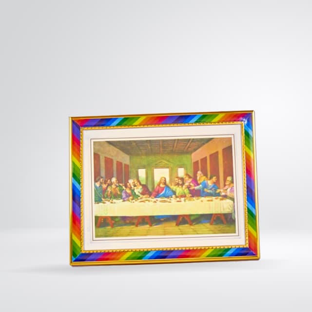 Tableau la Cène (cadre arc-en-ciel)