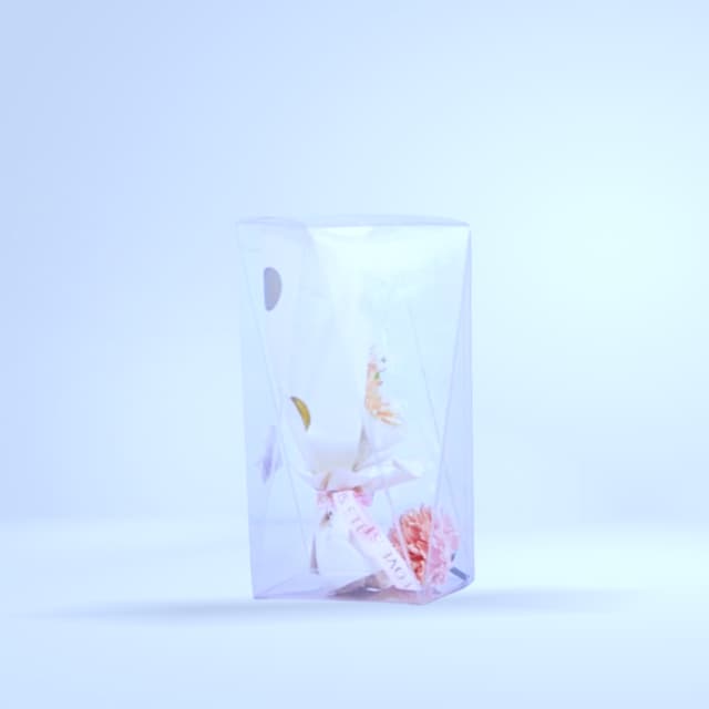 Bouquet fleurs blanc - rose - saumon en sachet transparent