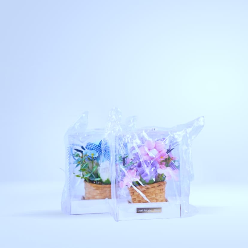 Duo mini-paniers fleuris (bleu/violet) coffret "Just for you dear"