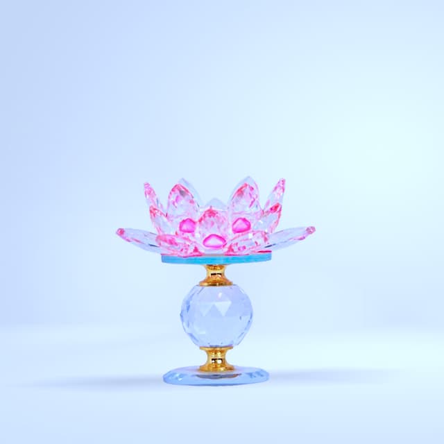 Porte-bougie cristal fleur de lotus (rose/transparent)